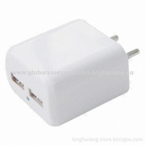 USB Mobile Phone Charger with 5V/2.1A Output, Made of ABS Material